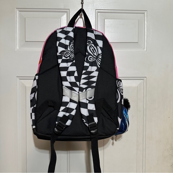 NEW Justice Sport Girls 17in Blue, Pink, Blk Bookbag-Backpack  Checkered‎ - Picture 3 of 4